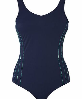 Bhs Navy And Green Mosaic Printside Tape Sport Tummy