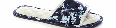 Bhs Navy and White Floral One Band Slippers, navy