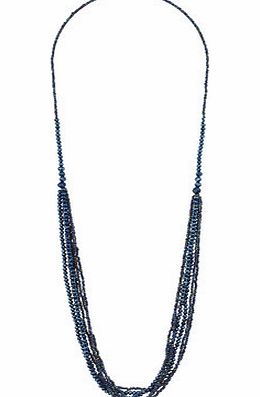 Bhs Navy Beaded Multirow Necklace, navy 12174650249