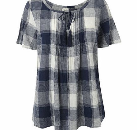 Bhs Navy Check Gypsy Tee, navy print 3391751555