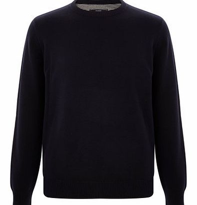 Bhs Navy Crew Neck Cotton Jumper, Blue BR53B01FNVY