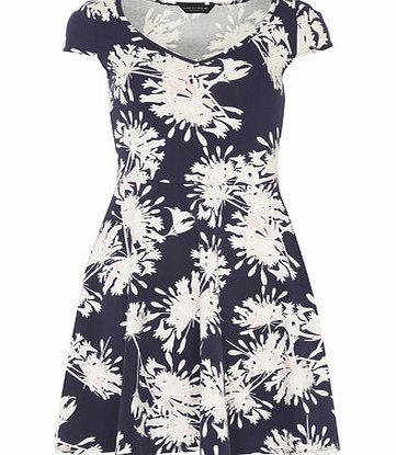 Bhs Navy Dandelion V-Neck Dress, nude 19130563150