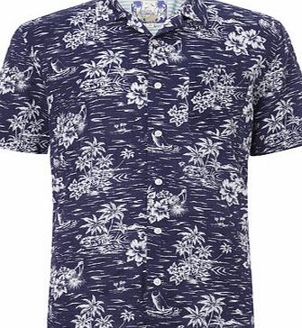 Bhs Navy Floral Resort Print Shirt, Navy BR51A12GNVY