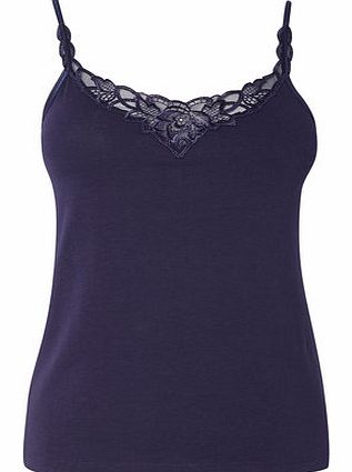 Bhs Navy Guipure Trim Vest, navy 4801120249