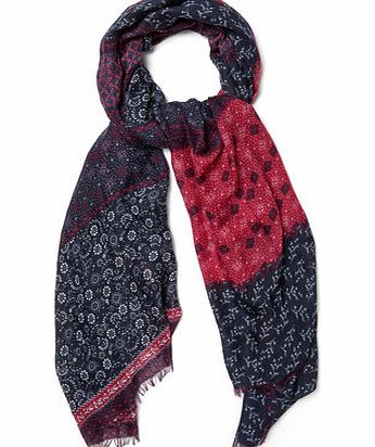 Bhs Navy Large Modern Folk Scarf, navy 6610120249