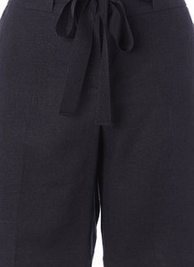 Bhs Navy Linen Blend Mid-Length Shorts, navy