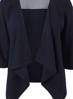 Bhs Navy Linen Blend Waterfall Jacket, navy 9853580249
