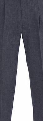Bhs Navy Linen Look Regular Fit Pleat Front