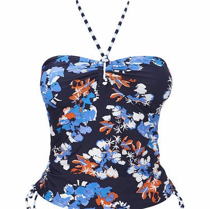 Bhs Navy Multi Beach Floral Bandeau Tankini Top,
