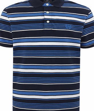 Bhs Navy Multi Stripe Polo Shirt, Blue BR52P30GNVY