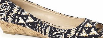Bhs Navy Print Corky Demi Wedges, navy multi