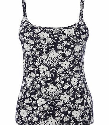 Bhs Navy Prtined Double Strap Cami, navy 2424070249