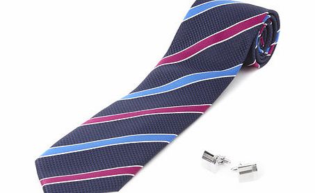Bhs Navy Spot Tie and Cufflink Set, Blue BR66G01FNVY