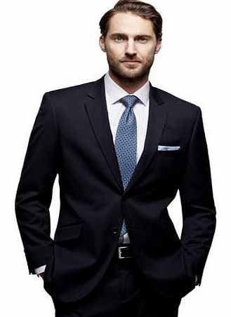 Navy Subtle Pinstripe Regular Fit Suit Jacket,