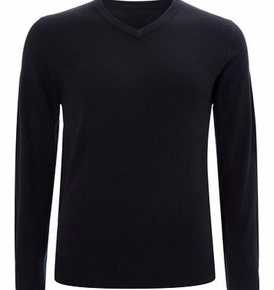 Navy Supersoft V Neck Jumper, Blue BR53A08FNVY