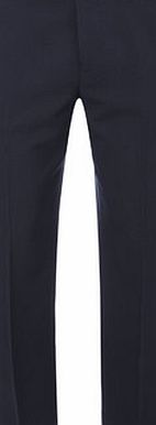 Bhs Navy Tailored Fit Flat Front Trousers, Navy