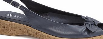 Bhs Navy TLC Twist Knot Cork Wedge Shoes, navy