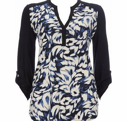 Bhs Neutral Feather Print Shirt, pale blue 12035080044