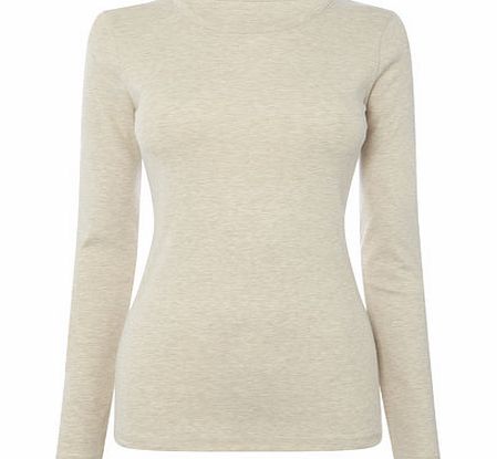 Bhs Oatmeal Marl Long Sleeve Crew Neck Top, oatmeal