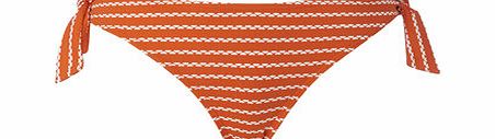 Bhs Orange And White Textured Stripe Bikini Bottom,