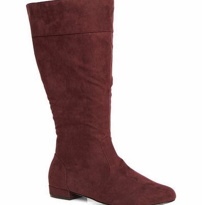 Bhs Oxblood Red Suedette Zip Back Extra Wide Boots,