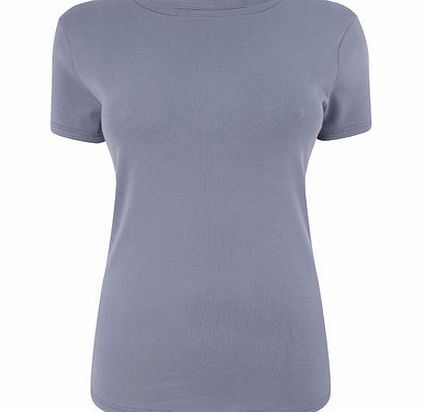 Bhs Pale Blue Short Sleeve Crew Neck Top, pale blue