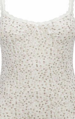 Bhs Pale Pink And Cream Spot Print Lace Vest, pink