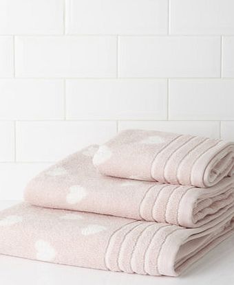 Pale Pink Polka Hearts Bath Sheet, pale pink