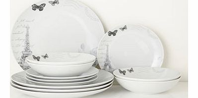 Bhs Paris 12 Piece Dinner Set, grey/white 9546447582