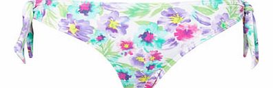 Pastel Floral Print Bikini Bottoms, white/multi