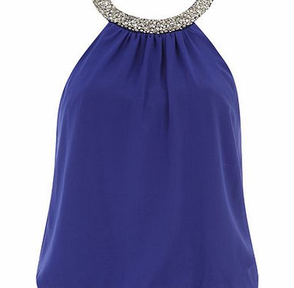Bhs Petite Embellished Bubble Top, blue 19129741483