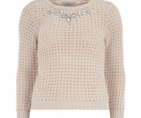 Bhs Petite Embellished Jumper, nude 19127283150
