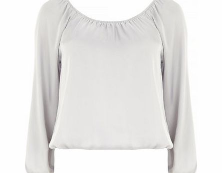 Bhs Petite Silver Satin Top, silver 19129770430