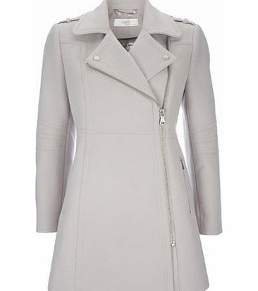 Bhs Petite Stone Faux Wool Biker Coat, stone