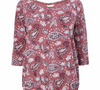 Bhs Pink 3/4 Sleeve Paisley Print Bubble Hem, pink