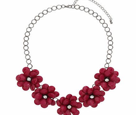 Bhs Pink 3D Flower Statement Necklace, fuchsia