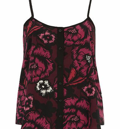 Bhs Pink Floral Button Cami Top, pink 19124880528