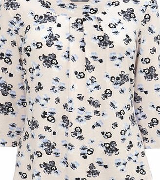 Bhs Pink Floral Print Pleated Top, pale pink