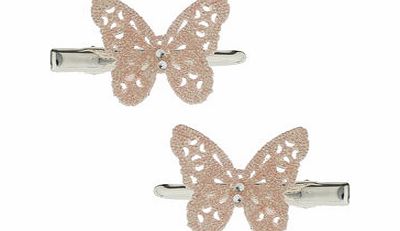 Bhs Pink Glitter Butterfly Clips, pink 12178130528