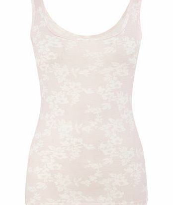 Bhs Pink Spaced Floral Scoop Vest, pink 2424090528