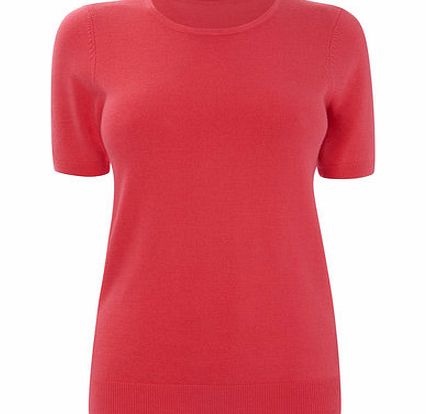 Pink Supersoft Short Sleeve Crew Jumper, pink