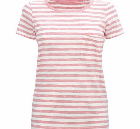 Bhs Pink/white Short Sleeve Stripe Tee, pink