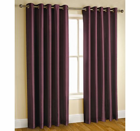 Plum plain faux silk blackout/thermal eyelet