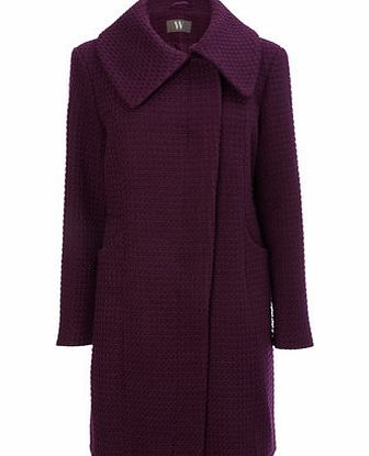 Bhs Plum Textured Coat, plum 8317140964
