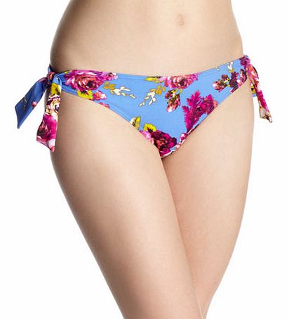 Pretty Floral Print Bikini Pant, blue multi