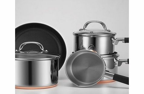 Bhs Pro Chef 5 Piece Copper Based Pan Set, stainless