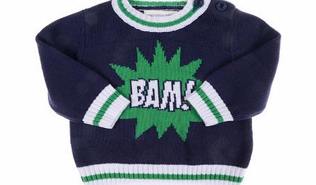 Bhs Pumpkin Patch Boys Blue BAM! Knitted Jumper,