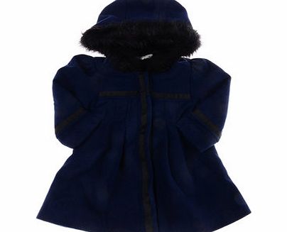 Bhs Pumpkin Patch Girls Navy Pleated Coat, navy