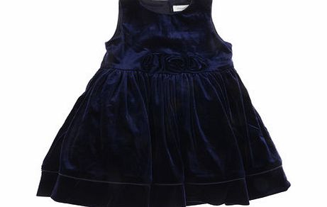 Bhs Pumpkin Patch Girls Navy Velvet Dress, navy
