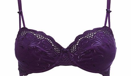 Bhs Purple Embroidered Underwired Bra, purple